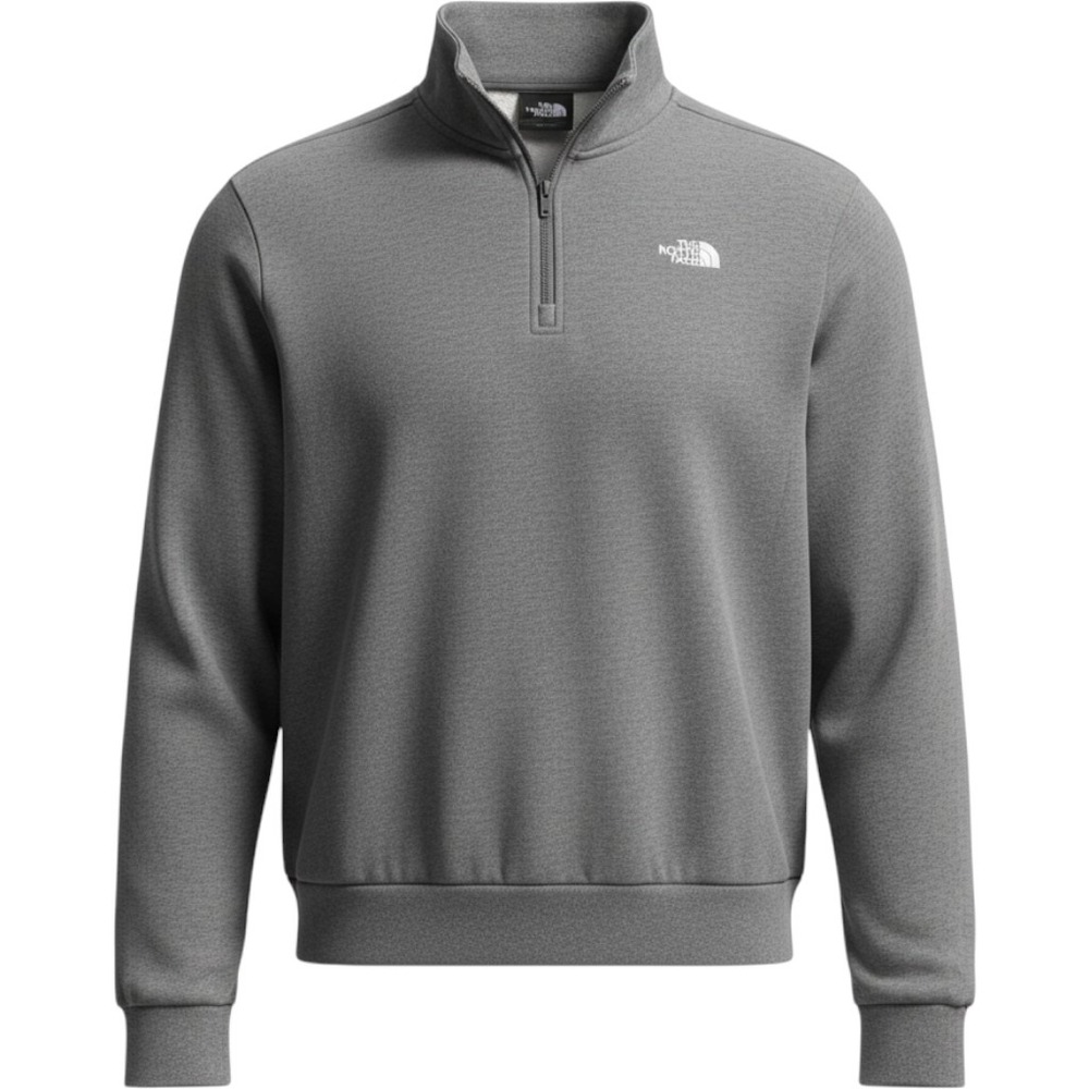 The North Face Mens XL Circular Design Quarter Zip Pullover Gray Heather Fleece